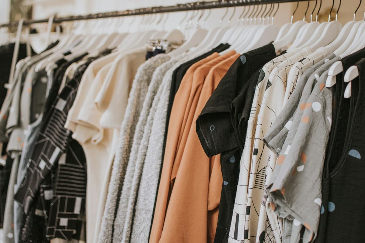 Finished garments displayed for an apparel brand